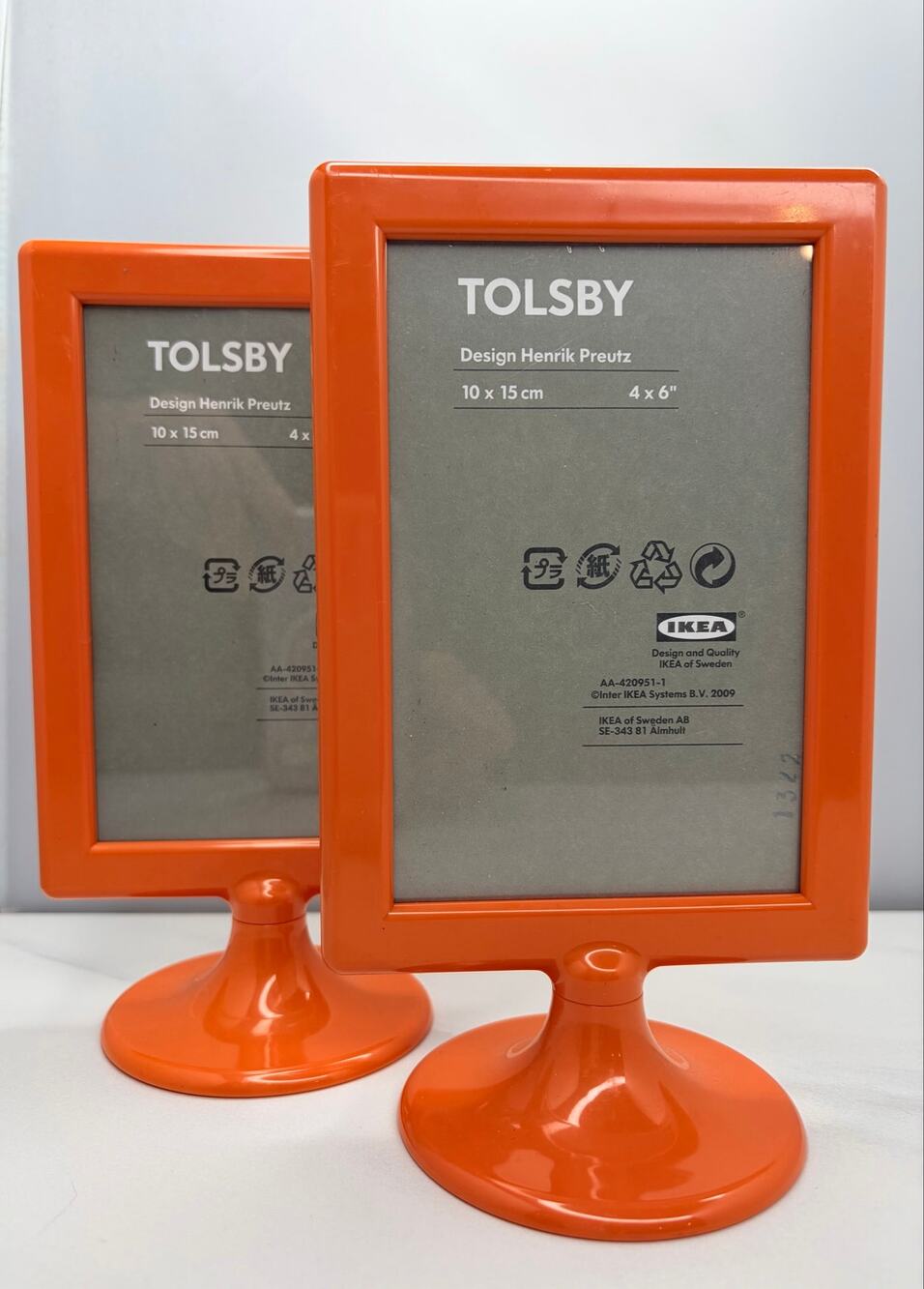 2 Vintage Discontinued IKEA TOLSBY Double Sided Picture Frames - Retro Orange